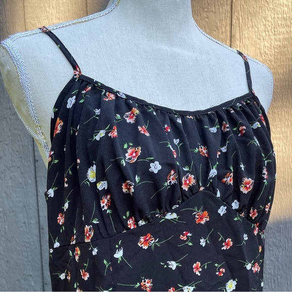 Cami Slip Dress Floral Print Thigh Slit Spaghetti Strap Size XL - Picture 6 of 9